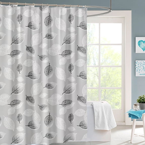Cinvoph 71"x71" Bath Curtain Leaf Print- Waterproof EVA Thickened Shower Curtain, Simple Plain Style Bath Decor, Versatile Curtain for Modern Home Bathroom, Gary