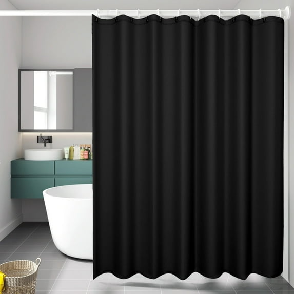 Cinvoph 71"x71" Plain Color Shower Liner Curtain - Waterproof EVA Thickened Shower Curtain, Simple Solid Style Curtain Decor for Bathroom with 12 Grommets, Black