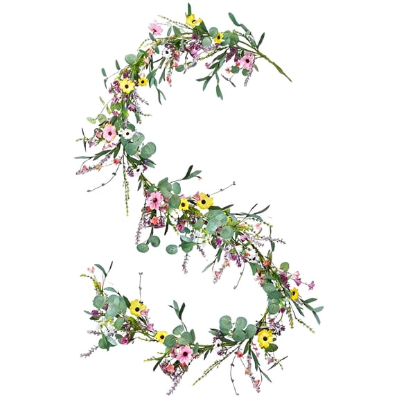Cinvoph Artificial Floral Spring Garland FLower Vine For Home Garden Wall Arch Wedding Ceremony Backdrop Hanging Ornament Decor 6ft