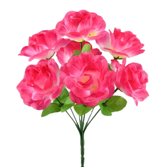 Cinvoph Artificial Rose Fake Flower 7 Heads Romantic Faux Bouquet for Valentine's Day and New Year Decorations Wedding Home Decor 13" Pink