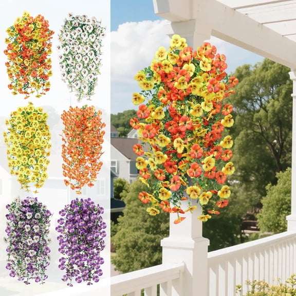 Cinvoph Artificial Violet Flowers Spring Summer Wall Hanging Flowers Vines Decoration for Outdoor Garden Wedding Ceiling Home Decor 29.5"