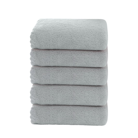 Cinvoph Basic 5pcs Bathroom Hand Towels, Hand Towel for Bath, Face, Kitchen, Super Soft Absorbent, Machine Washable, Size 12" x 24", light gray