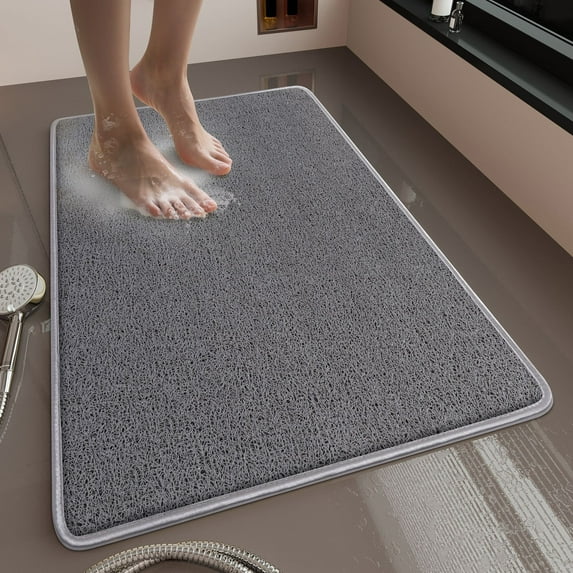 Cinvoph Bath Mat-Bathroom Rug Non Slip Super Absorbent Stain Non-Slip Quick Dry Bath Rug for Bathroom tub Easy Care 16"x24" Gray