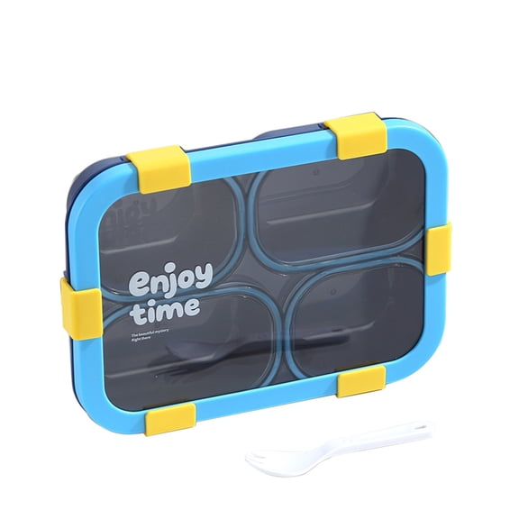 Cinvoph Bento Box Lunch Container Portable 4 Compartments Leak Proof Microwave Safe Airtight Reusable For Adult Work Office Travel 40oz Blue