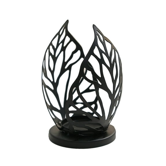 Cinvoph Candle Holders Candlestick Decoration, Decorative Leave Tealight and Pillar Candle Holders Romance for Home Table Wedding Party Anniversary Decor 3"x3"x5" Black