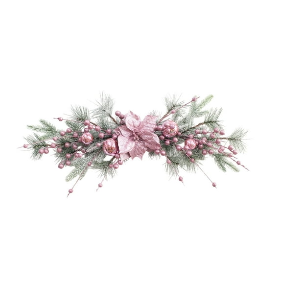 Cinvoph Christmas Artificial Garlands, Decorative Exquisite Pink Garland, Faux Garland for Fireplace, Mantle, Wall, Indoor, Outdoor Xmas Wedding Decorations, B