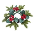 thumbnail image 1 of Cinvoph Christmas Artificial Wreath Candle Rings Designed by Berry Pinecone and Flower Candle Rings Holder for Christmas Wedding Home Centerpiece Door Window Chair Wall, A, 1 of 6