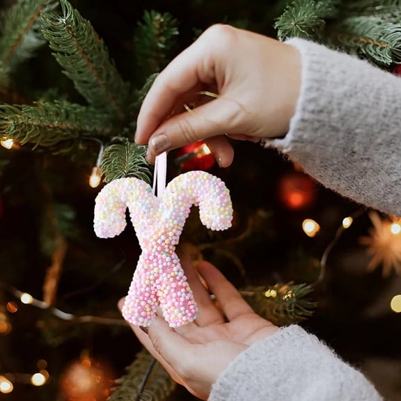 Cinvoph Christmas Candy Cane Ornaments Tree Decor & Window Display for Xmas Tree Winter New Year Party Supplies, Festive Xmas Hanging Ornamentss for Playroom, A