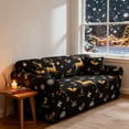 thumbnail image 1 of Cinvoph Christmas Couch Covers Washable, Warm Soft Reindeer Slipcovers for 2-3 Cushion Sofa, Non Slip Jacquard Sofa Cover Furniture Protector Decor for Winter Xmas Living Room, Black, 1 of 6