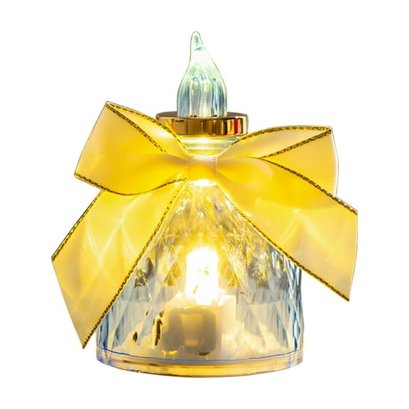 Cinvoph Christmas Flameless Candle Light, Battery Operated LED Light with Ribbon Bow for Wedding, Table, Halloween, Xmas Decorations 3.2"x2", Blue