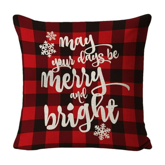 Cinvoph Christmas Plaid Decorative Snowflake Throw Pillow Covers Soft Cushion Case for Sofa Winter New Year Xmas Living Room Decor, 18"x 18"