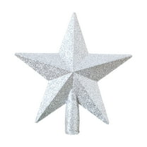 Cinvoph Christmas Star Tree Topper Decor, Glitter Exquisite Xmas Star Waterproof Shatter-Proof, Christmas Tree Topper Ornament for Holiday Party Indoor Outdoor 10" Silver
