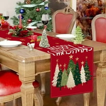 Cinvoph Christmas Table Runner with Merry Christmas Snowflake Tree, Xmas Table Decorations Holiday Table Runners for Xmas Wedding Party Home Decor 13"x72"