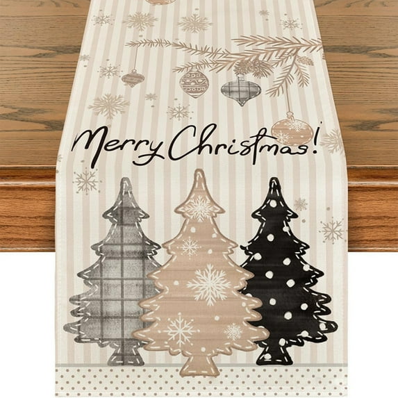 Cinvoph Christmas Table Runner Tree Snowflake Table Runner, Seasonal Winter Kitchen Dining Table Decoration for Home Party Decor 13"x72"