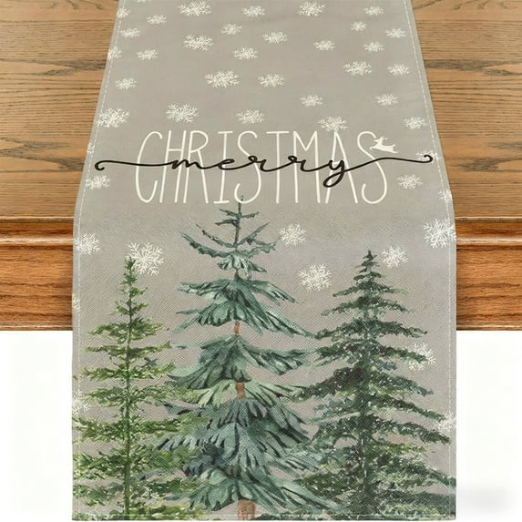 Cinvoph Christmas Table Runner Xmas Tree Snowfalke Table Runner, Seasonal Winter Kitchen Dining Table Decoration for Home Party Decor 13"x72"
