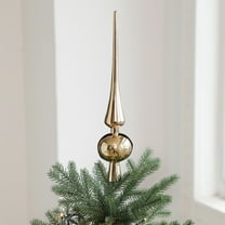 Cinvoph Christmas Tree Topper Vintage Spherical Xmas Tree Topper Decorative Christmas Ornament for Home Xmas Holiday Party Decorations 11" Rose Gold