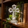 thumbnail image 1 of Cinvoph Crystal Glass Figurine Modern Heart Angel Cross Art Piece Home Decor for Office Desk Tabletop Shelf Mantel Living Room Bedroom 2"x3", 1 of 6