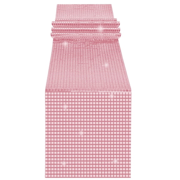 Cinvoph Disco Sequin Table Runner Glitter Table Flag for Holiday Party Birthday Dining Table Decor 71"x12" Pink