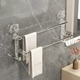 thumbnail image 1 of Cinvoph Double Rod Retractable Towel Rack Suction Cup Drilling Free Towel Bar Space-Saving Holder for Bathroom Shower, White, 1 of 6