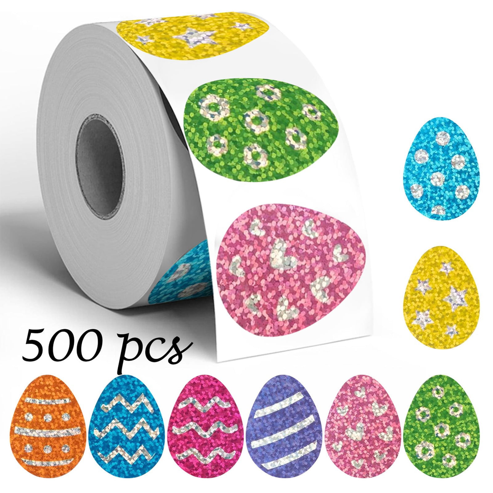 Cinvoph Easter Egg Stickers 1 Roll of 500pcs , Spring Self-Adhesive ...