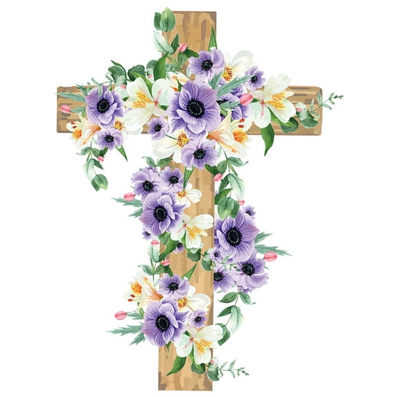 Cinvoph Easter Wall Stickers Decorative Easter Crosses Stickers Decoration Festivals Home Decor for Refrigerator Door Mirror Window, Purple 12"