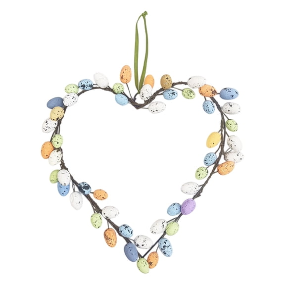 Cinvoph Easter Wreath Cute Eggs Heart Shaped Hanging Ornament Spring Home Decor for Front Door Yard Table Centrepiece Decoration. 8"
