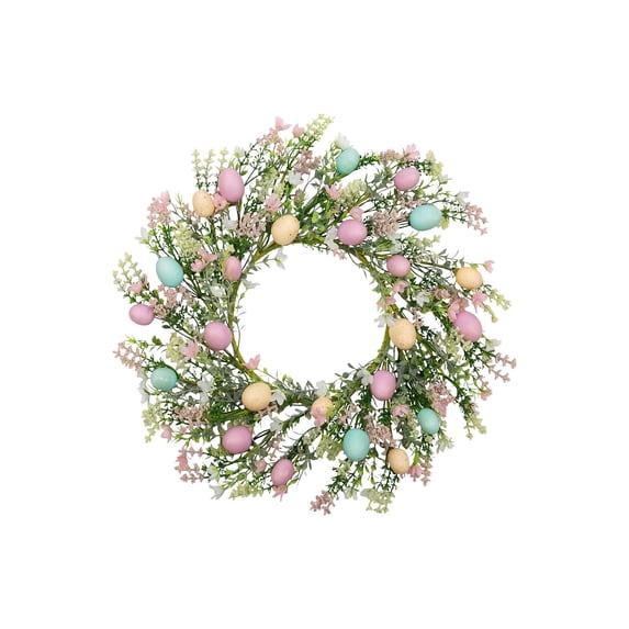 Cinvoph Easter Wreath for Front Door Decoraitve Flower Eggs Hanging Wall Decoration Spring Farmhouses Wreath Arrangement Decor 20"