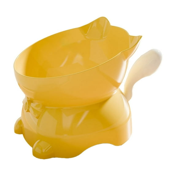 Cinvoph Elevated Cat Bowl Non-Tip Pet Bowls Decorative Cat Food Water Bowls Feeding Dishes Non Slip Weighted Base for Cats Small Medium Dogs 5"x4", Yellow