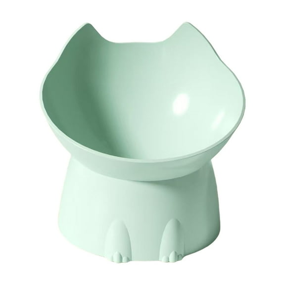 Cinvoph Elevated Cat Bowl Whisker Friendly Pet Bowls Dual Food Water Bowls Decorative Feeding Dishes Non Slip Weighted Base for Cats Small Medium Dogs 5"x3", Green