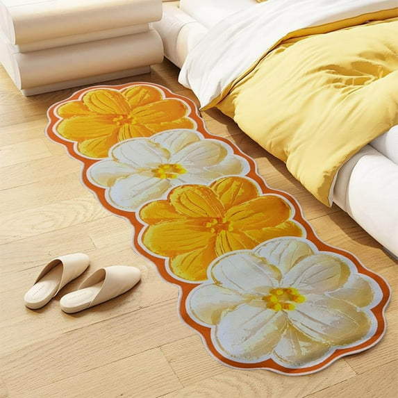 Cinvoph Flower Area Rugs for Living Room Bedroom, Machine Washable Green Soft Cozy Bedside Rug, Plush Indoor Floor Carpet Home Decor 20"x55"