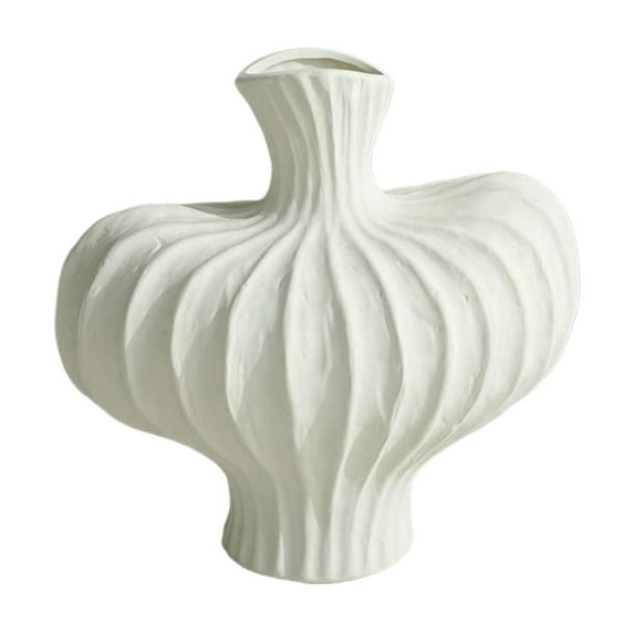 Cinvoph Flower Vase Decorative Dried Flowers Arrangement for Tabletop Centerpieces Living Room TV Cabinet Bedroom Home Decor 8.5"x7.5" A#White