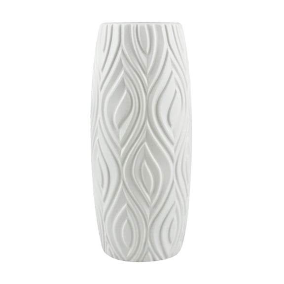 Cinvoph Flower Vase for Dry Wet Flowers Shatterproof Plastic Vase for Home Living Room Office Table Centerpiece Decoration 3"x9" White