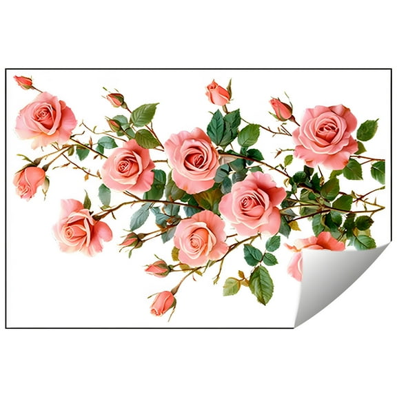 Cinvoph Flower Wall Stickers Decorative Flora Decal Removable Home Decor for Glass Doors Bedroom Living Room Kitchen Entryway Window Decor 22"x15"