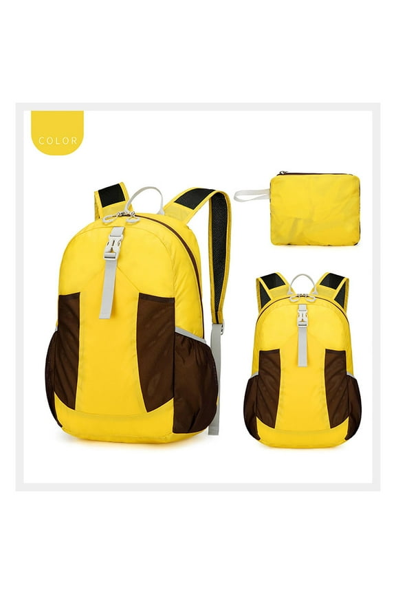 Foldable Outdoor Backpack Lightweight Multifunctional Bike Pack for Cycling Hiking Travel 12.5"x17"x6" Yellow