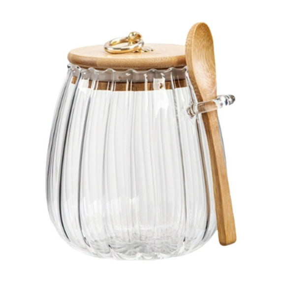 Cinvoph Glass Jar with Lid and Spoon, Tea Leaf Storage Containers Coffee Jar Coffee Grounds Container, Glass Food Storage Canister 3.5"x5"