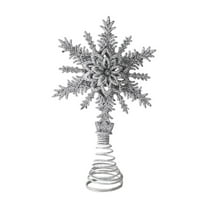 Cinvoph Glittered Christmas Snowflake Tree Topper Exquisite Christmas Vintage Holiday Treetop Shatterproof Snowflake Ornament for Holiday Christmas Tree Decoration 8.3" Silver