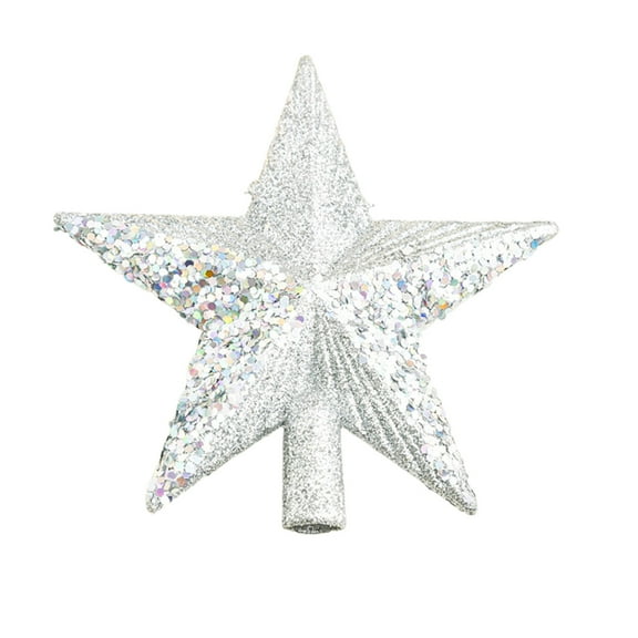 Cinvoph Glittered Sequin Christmas Star Tree Topper Christmas Decorative Holiday Treetop Shatterproof Star Ornament for Holiday Christmas Tree Decoration 5.7" Silver