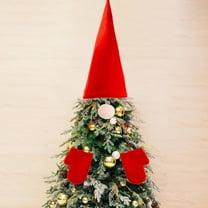 Cinvoph Gnome Christmas Tree Topper, Velvet Gnome Hat & Gloves Christmas Ornaments Xmas Tree Topper Decorations for Holiday Home Party Indoor Outdoor Decor 22"