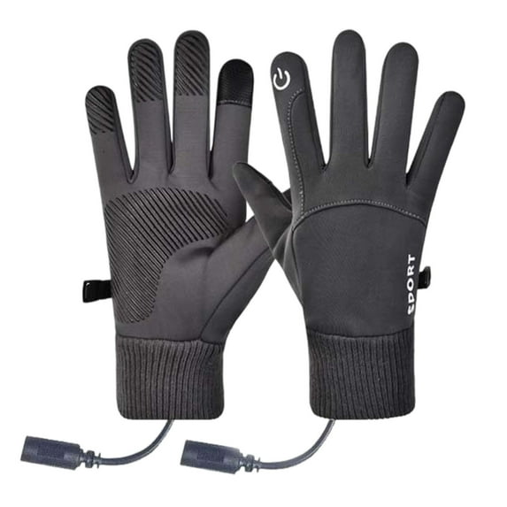 Cinvoph Heated Glove Men Women Touchscreen Waterproof USB Winter Gloves Anti-Slip Palm Hand Warmer Indoor Outdoor for Driving Cycling Hunting Hiking, Dark Gray_L