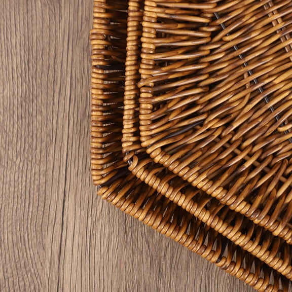 Cinvoph Hexagon Serving Tray, Decorative Coffee Table Tray, Plastic Imitation Rattan Snack And Candy Tray Bread Basket with Handles 9.5"x1.5"