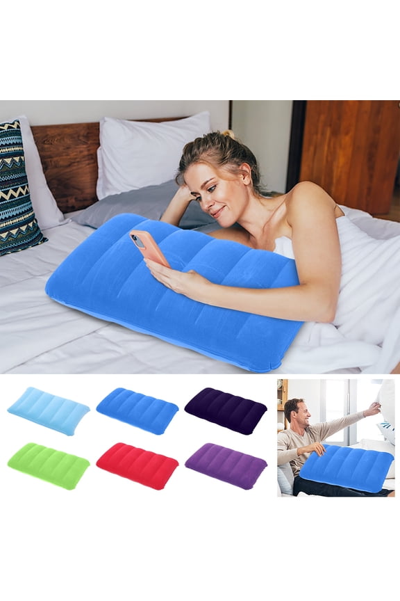 Inflatable Travel Pillow Compact Portable Camping Pillow Comfortable Support For Office Nap Travel Outdoor Use 12"x18.5"