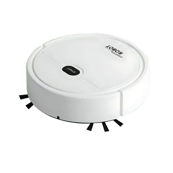 Cinvoph Intelligent Robot Vacuum Cleaner - Sweeping & Mopping Integrated Household Machine, USB-Charging Multi-Surface Cleaning with Charge Cable Clean Cloth & 2 Brush, White