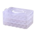 thumbnail image 1 of Cinvoph Large Capacity Egg Holder with Lid & Handle Stackable Stackable 3-Layer 72 Eggs Organizer Fresh Storage Tray for Fridge Egg Storage and Daily Food Use 12"x9"x6", Clear, 1 of 6