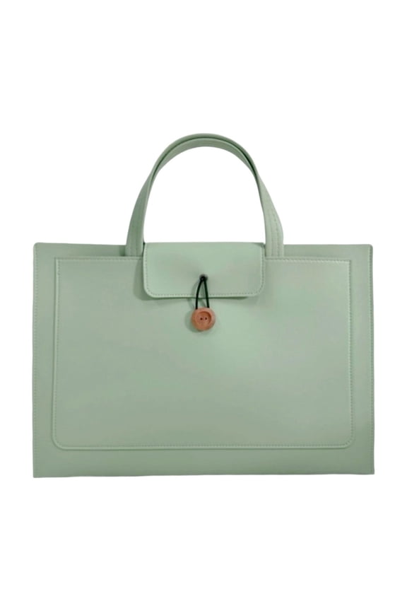 Leather Handbag for Files Laptops Waterproof Case Folder Document Case Bag With Removable Hand Strap for Men Women 13"x10" Green