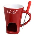 thumbnail image 1 of Cinvoph Mini Sweet Fondue Cups, Ceramic Coffee Warmer Mug, Portable Chocolate Melting Cup with Fork for Birthday Wedding Camping Movie Night, Red, 1 of 5