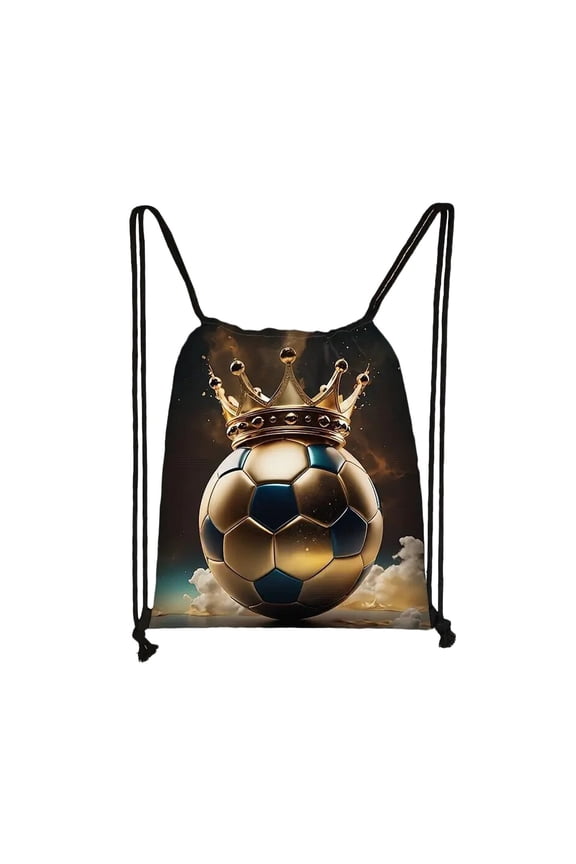 Outdoor Drawstring Backpack for Sports Soccer Print Fitness Backpack Durable Lightweight for Workout Travel Camping 13"x16"