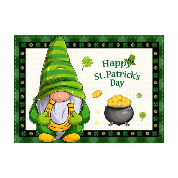 Cinvoph Placemats St Patricks Day Shamrock Table Insulation Protection for Cozy Home Irish Decorative Green Feast Celebration Party Decor 12"x18"