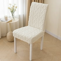 Cinvoph Plush Dining Room Chair Slipcovers Stretch Jacquard Fabric Chair Covers Non Slip Removable Washable Furniture Protector for Dining Room Holiday Party, Beige