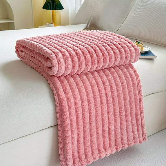 Cinvoph Plush Throw Warm Solid Color Blanket Ultra Soft Warm Throw Machine Washable for Bedroom Couch Sofa Home Winter Warm Comfort Blanket 40"x28" Pink