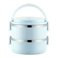 thumbnail image 1 of Cinvoph Portable Bento Boxes 2-Tier Circular Stainless Steel Insulated Lunch Box Fresh keeping Box for Travel and Office Worker Daily Use 6"x3", A#Blue, 1 of 9